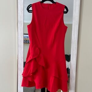 Commense Red Sleeveless Ruffle Mini Dress